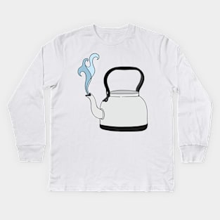 Steaming Tea Kettle Kids Long Sleeve T-Shirt